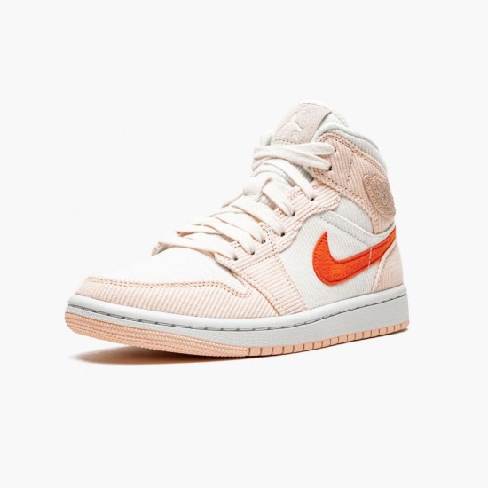 Cheap Air Jordans 1 Mid SE Corduroy Sail Sail/Orange Quartz/White/Orange DA8009-108