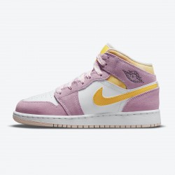 Cheap Air Jordans 1 Mid SE GS Arctic Pink Light Arctic Pink/University Gold/White DC9517-600