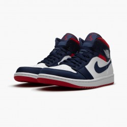 Cheap Air Jordans 1 Mid SE USA White/Midnight Navy/Varsity Red 852542-104