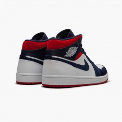 Cheap Air Jordans 1 Mid SE USA White/Midnight Navy/Varsity Red 852542-104