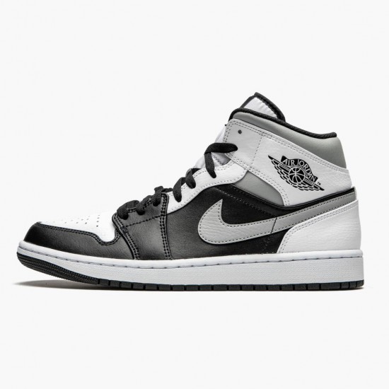 Cheap Air Jordans 1 Mid White Shadow Black/White/Lt Smoke Grey  554724-073