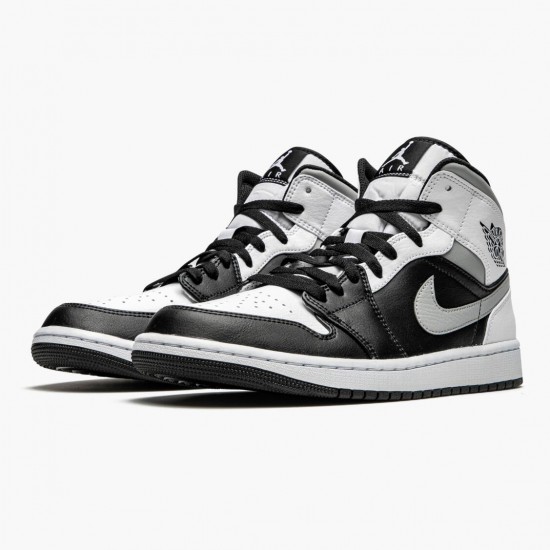 Cheap Air Jordans 1 Mid White Shadow Black/White/Lt Smoke Grey  554724-073