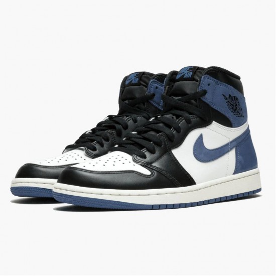 Cheap Air Jordans 1 Retro High Blue Moon Summit White/Blue Moon-Black 555088-115