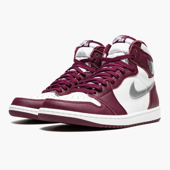 Cheap Air Jordans 1 Retro High OG Bordeaux Bordeaux/White/Metallic Silver 555088-611