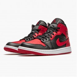 Cheap Air Jordans 1 Mid Banned 2020  Black/University Red/Black Whi 554724-074