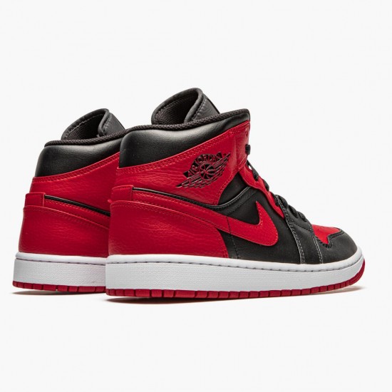 Cheap Air Jordans 1 Mid Banned 2020  Black/University Red/Black Whi 554724-074