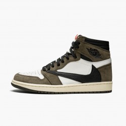 Cheap Air Jordans 1 High OG TS SP Travis Scott Sail/Dark Mocha/University Red CD4487-100