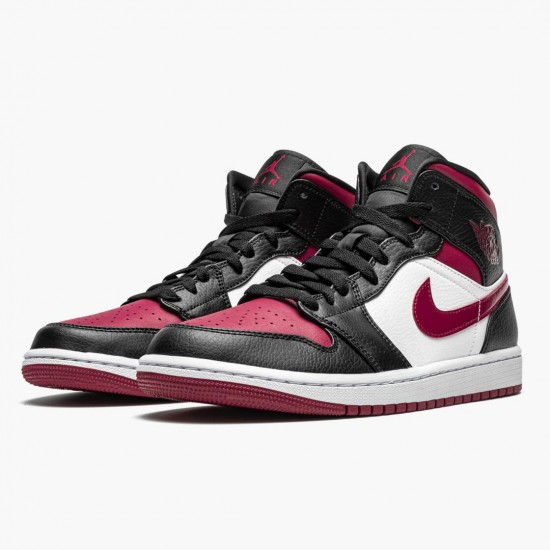 Cheap Air Jordans 1 Mid Bred Toe Black/Gym Red/White  554724-066