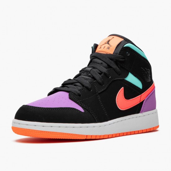 Cheap Air Jordans 1 Mid Candy Black/Total Orange 554725-083