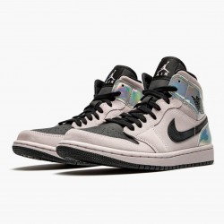 Cheap Air Jordans 1 Mid Dirty Powder Iridescent Barely Rose/Black/Multi  BQ6472-602