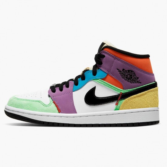 Cheap Air Jordans 1 Mid SE Multicolor White/Black/Lightbulb Team Ora  CW1140-100