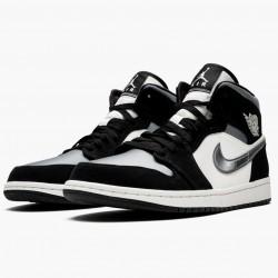 Cheap Air Jordans 1 Mid Satin Grey Toe Black/Anthracite Sail  852542-011