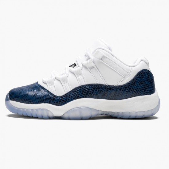 Cheap Air Jordans 11 Low Navy Snakeskin Whiite/Black/Navy Black CD6847-102