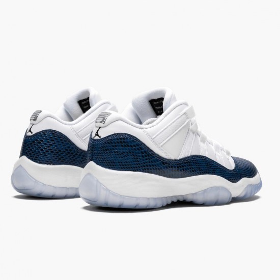 Cheap Air Jordans 11 Low Navy Snakeskin Whiite/Black/Navy Black CD6847-102