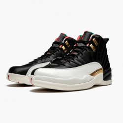 Cheap Air Jordans 12 Retro 2019 CNY Chinese New Year Black/Sail-Metallic Gold-True Red CI2977-006