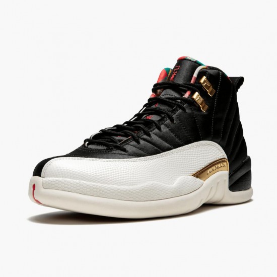 Cheap Air Jordans 12 Retro 2019 CNY Chinese New Year Black/Sail-Metallic Gold-True Red CI2977-006