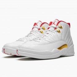 Cheap Air Jordans 12 Retro FIBA White/University Red/Metallic 130690-107