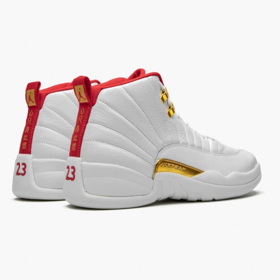 Cheap Air Jordans 12 Retro FIBA White/University Red/Metallic 130690-107