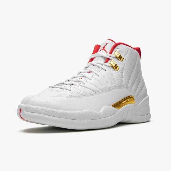 Cheap Air Jordans 12 Retro FIBA White/University Red/Metallic 130690-107