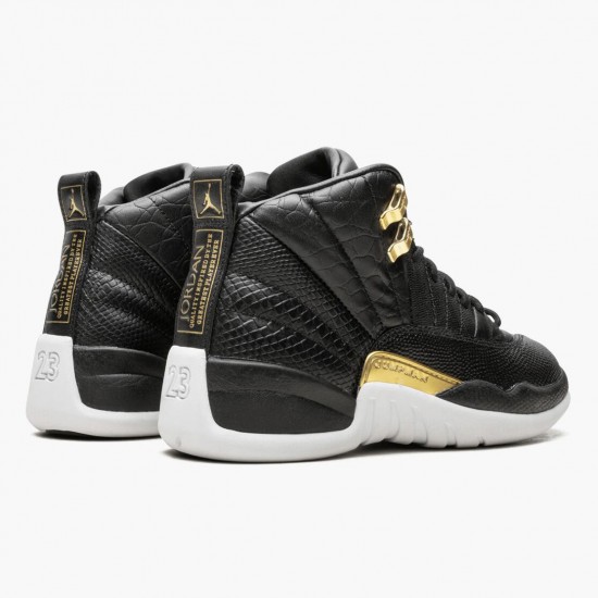 Cheap Air Jordans 12 Retro Reptile Black/Metallic Gold/White AO6068-007