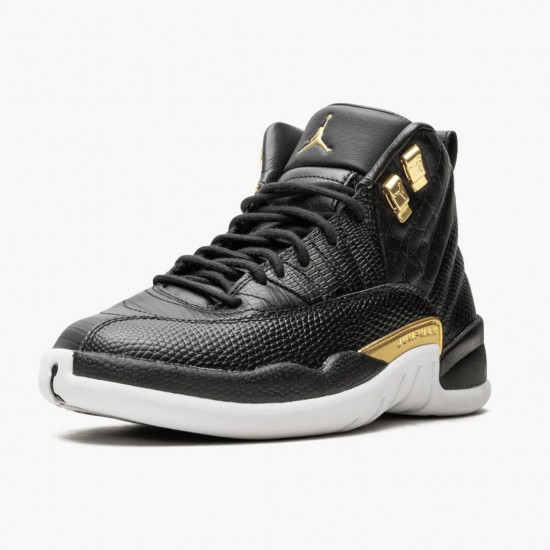 Cheap Air Jordans 12 Retro Reptile Black/Metallic Gold/White AO6068-007