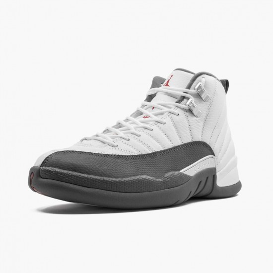 Cheap Air Jordans 12 Retro White Dark Grey   White/Dark Grey/Gym Red 130690-160