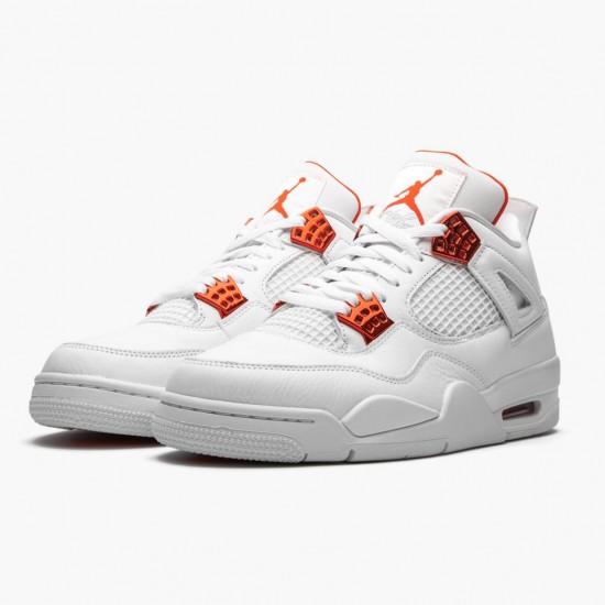 Cheap Air Jordans 4 Retro Metallic Orange White/Team Orange Metallic Sil CT8527-118