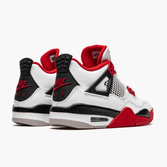 Cheap Air Jordans 4 Retro OG GS Fire Red 2020 White/Fire Red/Black Tech Grey 408452-160