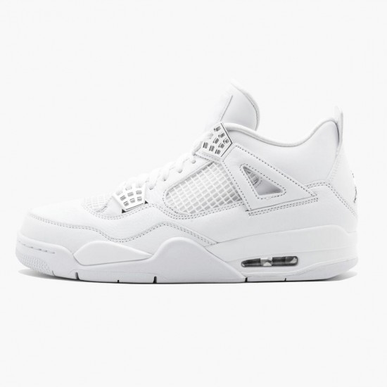 Cheap Air Jordans 4 Retro Pure Money White/Metallic Silver 308497-100