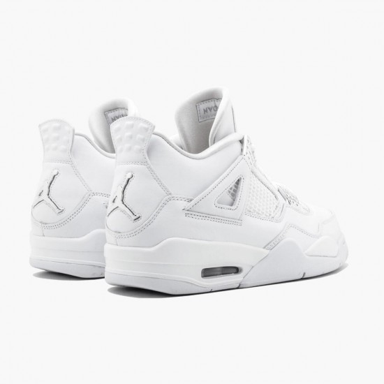 Cheap Air Jordans 4 Retro Pure Money White/Metallic Silver 308497-100