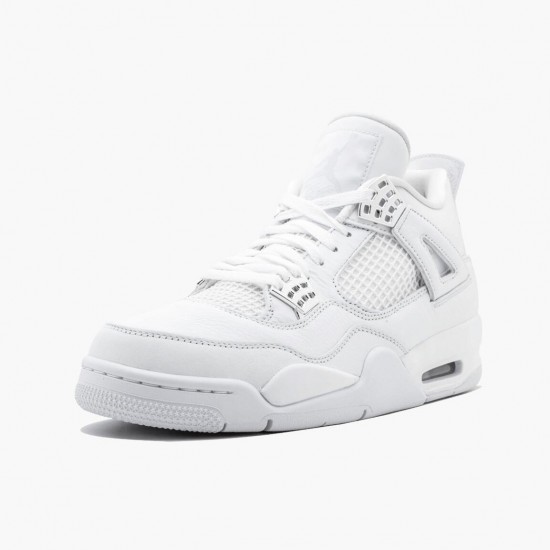 Cheap Air Jordans 4 Retro Pure Money White/Metallic Silver 308497-100