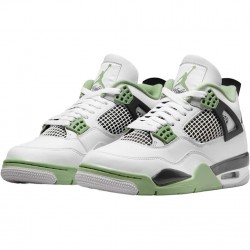 Cheap Air Jordans 4 Retro White Oil Green Dark Ash White/Seafoam/Dark Ash/Neutral Grey AQ9129-103