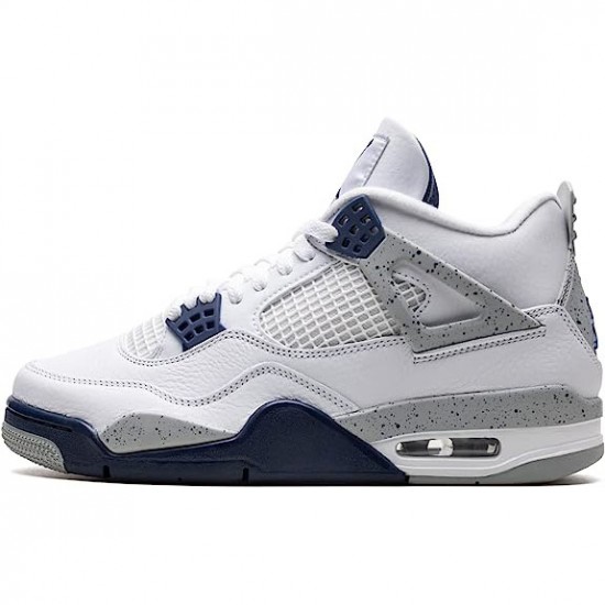 Cheap Air Jordans 4 Midnight Navy White/Midnight Navy/Light Smoke Grey-Fire Red DH6927-140