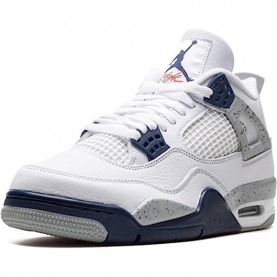 Cheap Air Jordans 4 Midnight Navy White/Midnight Navy/Light Smoke Grey-Fire Red DH6927-140