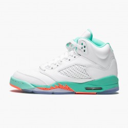 Cheap Air Jordans 5 Retro Light Aqua White/Crimson Pulse-Light Aqua  440892-100