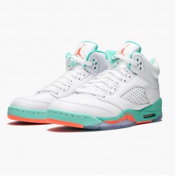 Cheap Air Jordans 5 Retro Light Aqua White/Crimson Pulse-Light Aqua  440892-100