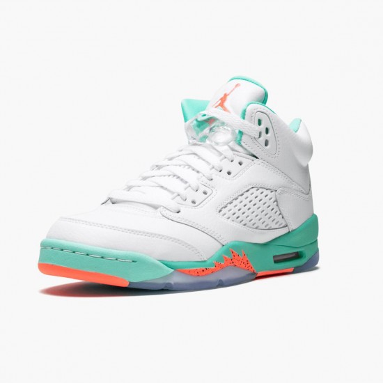 Cheap Air Jordans 5 Retro Light Aqua White/Crimson Pulse-Light Aqua  440892-100