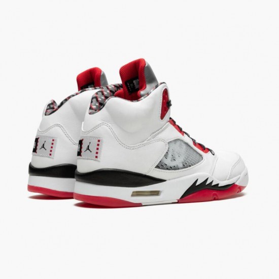 Cheap Air Jordans 5 Retro Quai 54 2021 White/University Red/Black DJ7903-106