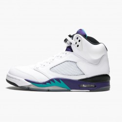 Cheap Air Jordans 5 Retro Grape  White/New Emerald Grp Ice Blk 136027-108