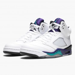 Cheap Air Jordans 5 Retro Grape  White/New Emerald Grp Ice Blk 136027-108