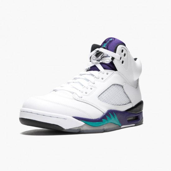 Cheap Air Jordans 5 Retro Grape  White/New Emerald Grp Ice Blk 136027-108