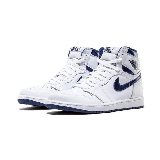 Cheap Air Jordans 1 Retro Metallic Navy WHITE/MIDNIGHT NAVY Mens 555088 106