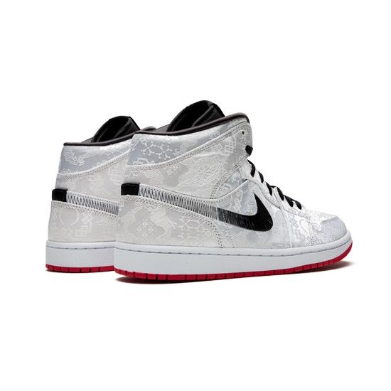 Cheap Air Jordans 1 Mid X CLOT White SILVER/BLACK-RED Mens CU2804 100