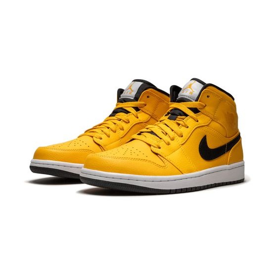 Cheap Air Jordans 1 Mid Taxi Yellow UNIVERSITY GOLD/BLACK-WHITE Mens 554724 700