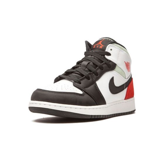 Cheap Air Jordans 1 Mid White Red Black WHITE/TRACK RED-BLACK-IGLOO Youth BQ6931 100