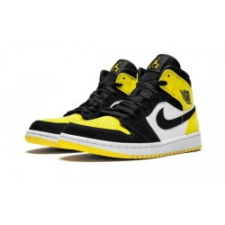 Cheap Air Jordans 1 Mid "Yellow Toe" BLACK/BLACK-TOUR YELLOW Mens 852542 071