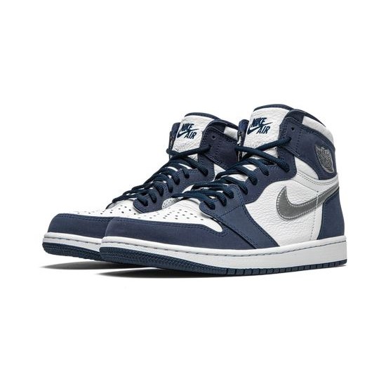 Cheap Air Jordans 1 Retro High Co.JP "Midnight Navy" WHITE/METALLIC SILVER-MIDNIGHT Mens DC1788 100