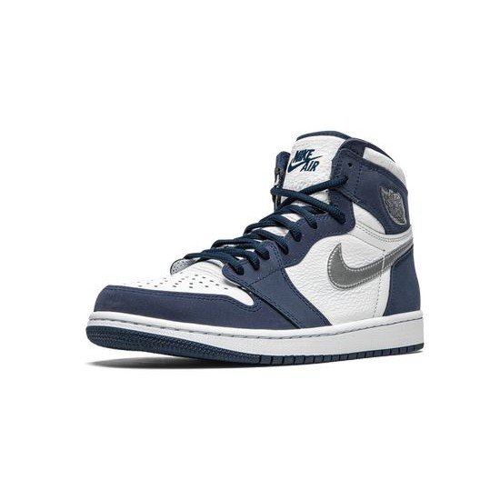 Cheap Air Jordans 1 Retro High Co.JP Midnight Navy WHITE/METALLIC SILVER-MIDNIGHT Mens DC1788 100