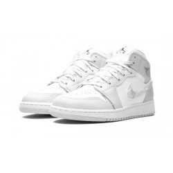 Cheap Air Jordans 1 MID SE GS "Grey Camo Swoosh" White/Photon Dust-Grey Youth DD3235 100