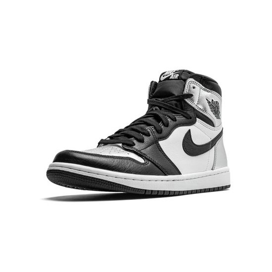 Cheap Air Jordans 1 Retro High Silver Toe BLACK/METALLIC SILVER-WHITE-BL Womens CD0461 001